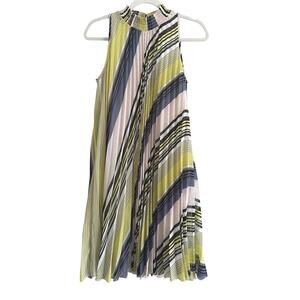 Womens Accordian Shell Lined Shift Dress Classic Medium Wedding Guest Party Chic